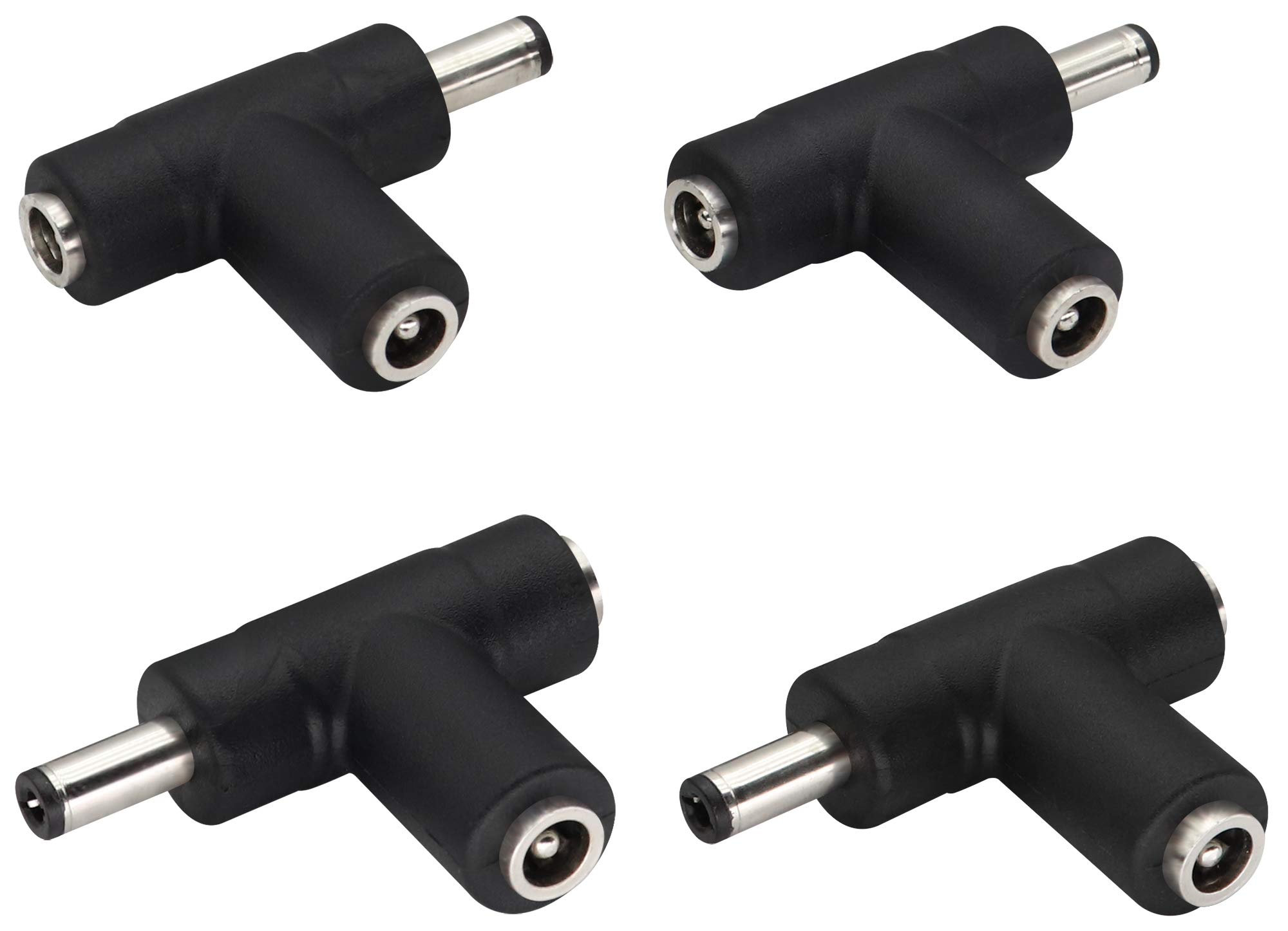 zdyCGTime 90° Angle DC 5.5 * 2.5mm Female to male&Female Connector,Multifunction DC Adapter,DC Power Connector,DC5.5x2.5mm Jack Coupler Converter for Laptop CCTV Camera Strip Lighting,4Pcs.