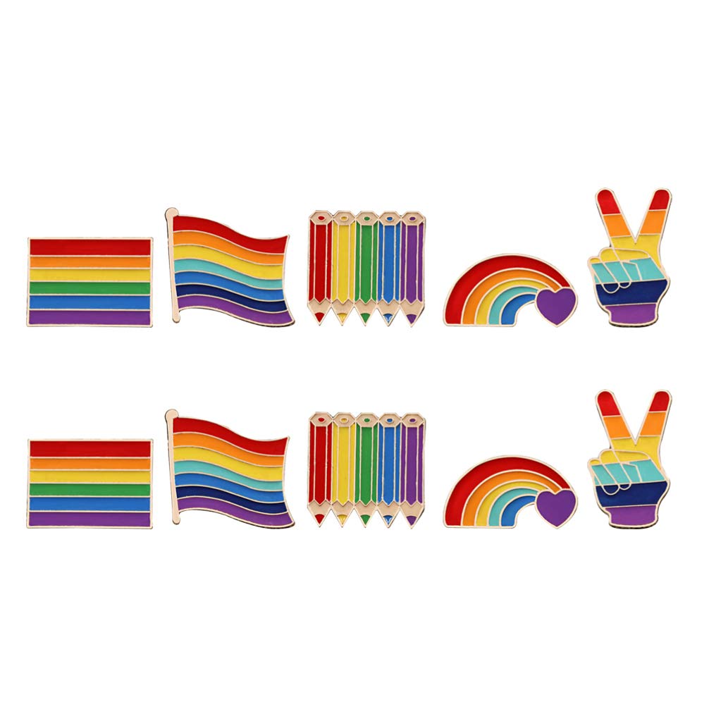 SUPVOX 10pcs Rainbow Brooches Pride Enamel Pins LGBT LGBTQ Flag Lapel Pins for Clothing Bags Jackets Decoration Accessories Rainbow Theme Party Gay Pride Party Supplies