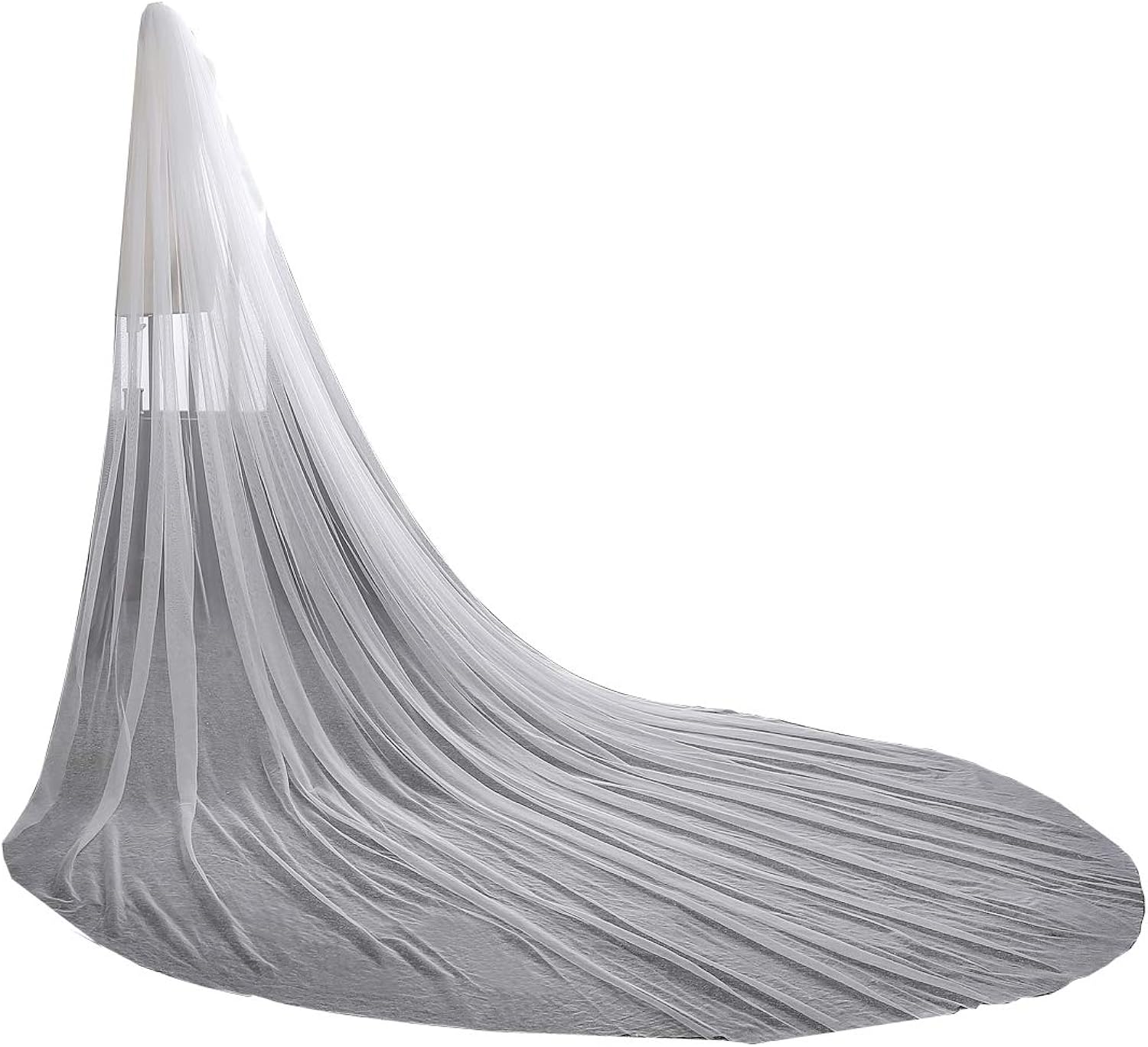 EllieHouse Women's 1 Tier Chapel Simple Wedding Bridal Veil With Metal Comb HL05