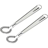 2 Pieces Egg Beater, Stainless Steel Mini Egg Whisk, Spring Coil Whisk, Handheld Milk Frother Foamer Sauce Stirrer Blender Coffee Mixer