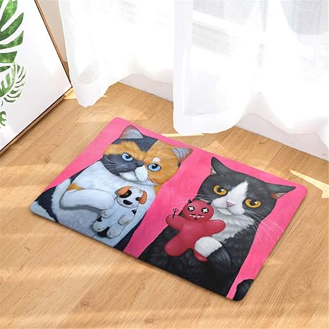 Amazon Moecat 玄関マット 可愛い 猫柄 バスマット 滑り止め 泥落とし 寝室 キッチン おしゃれ 40 60cm ハチワレと三毛猫 玄関マット オンライン通販