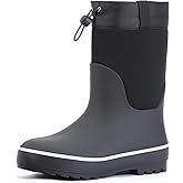 Showave Kid's Rain Boots for Boys Girls Waterproof Durable Rubber Boots Easy-on Outdoor Unisex-Child Mud Boots