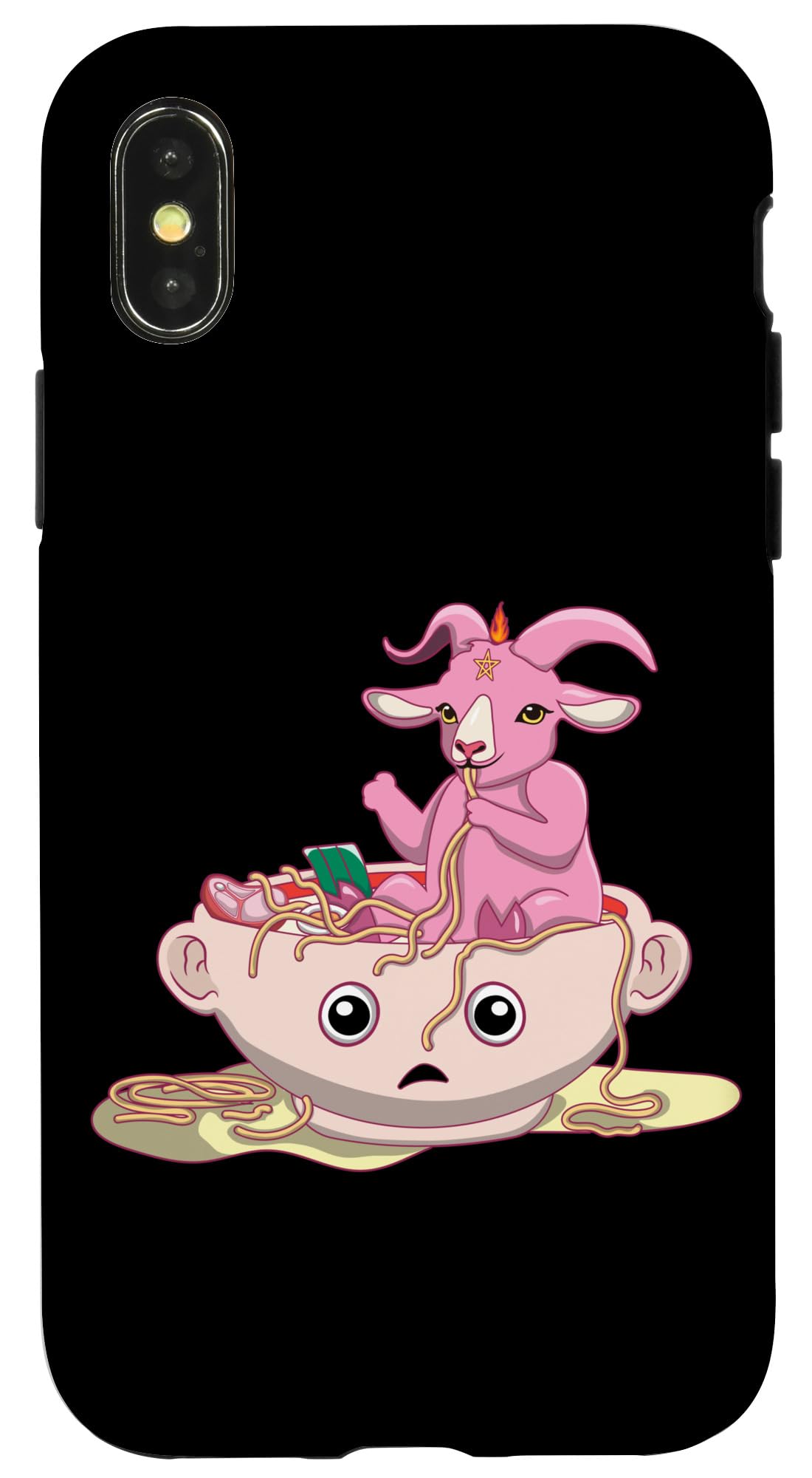 iPhone X/XS Baphomet Eating Noodle Brain Cute Occult Satanic Gothic Case