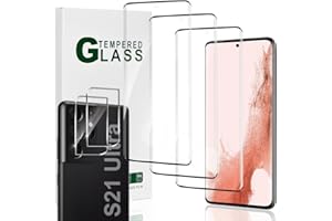 AYCFING [3+2 Pack] Galaxy S21 Ultra Screen Protector, 9H Hardness Tempered Glass Screen Protector Bubble-Free, Easy Installation,Compatible Fingerprint Unlock，for Samsung Galaxy S21 Ultra 5G 6.8 Inch