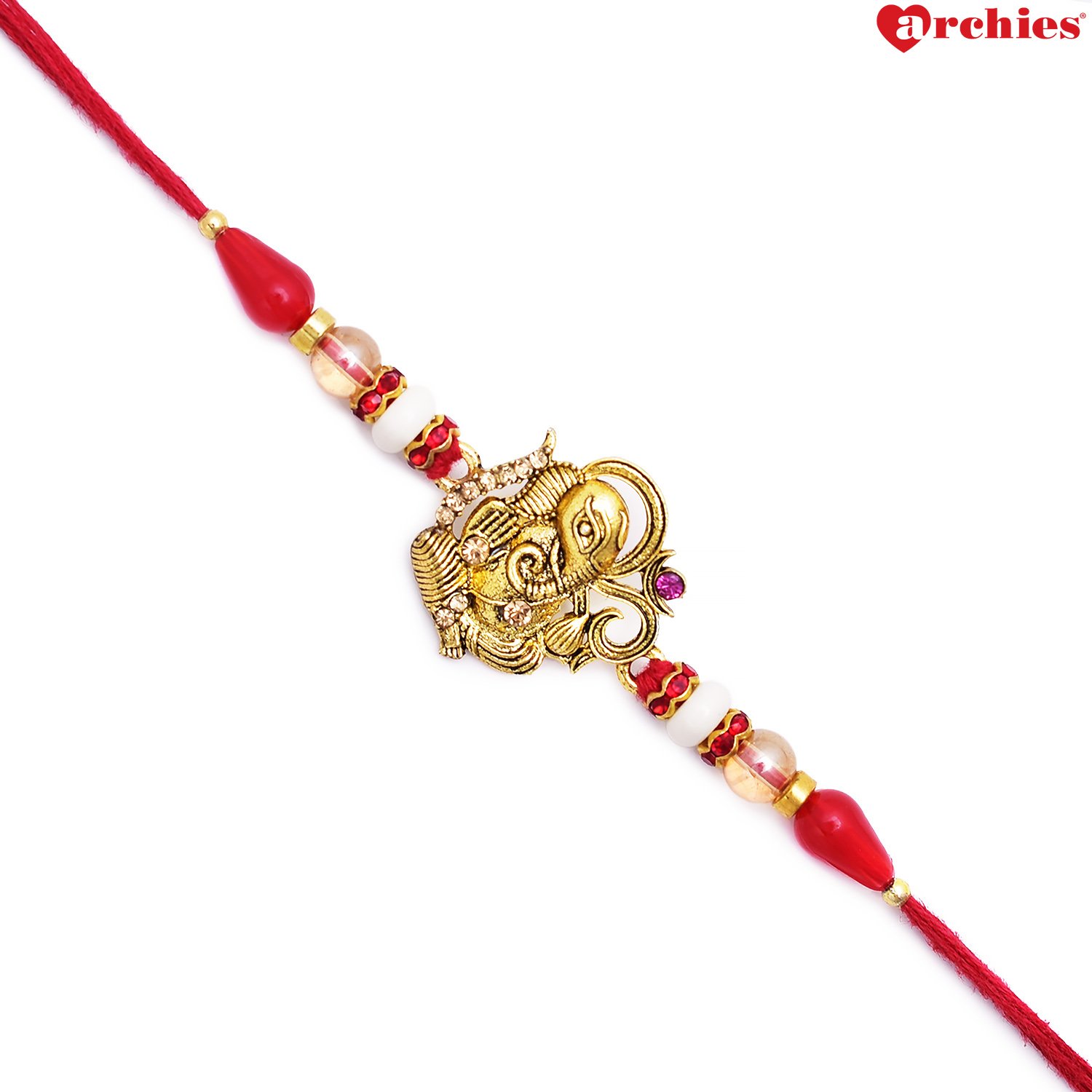 archies rakhi for brother special ganesha rakhi thread & roli-tika set of 2