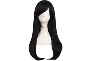 MapofBeauty 24 Inch/60cm Side Bangs Stylish Long Great Wavy Curly Cosplay Party Wig(Black)