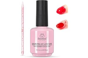 BEETLES GEL POLISH Beetles Liquid Latex for Nail 15ml - Peel off Nail Polish Cuticle Guard with Plastic Nail Care Stick Christmas Nails Design Air-Dry Liquid Latex Barrier for Protector Fingers