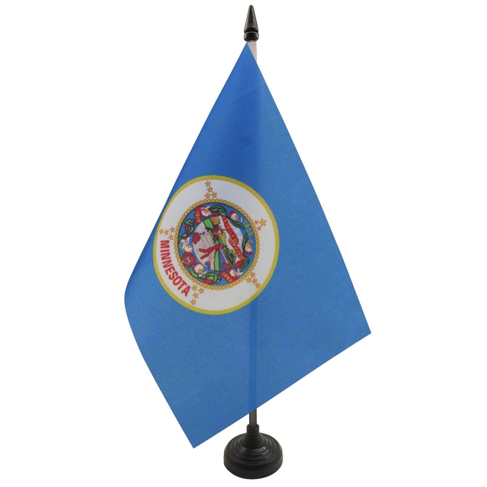 AZ FLAG Minnesota Table Flag 5'' x 8'' - US state of Minnesota Office Decoration 100% Polyester 21 x 14 cm - Mini Desk Flag with Pole and Black Plastic Base