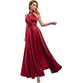 Women Satin Transformer Infinity Dress with Bandeau Convertible Bridesmaid Dress Split Long Formal Twist Wrap Multi-Way Dress