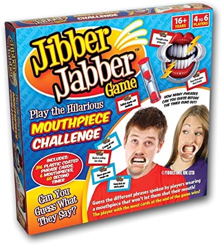2XJibber Jabber Party Game - The Hilarious Mouthpiece Game for Christmas Party Loud Mouth Board Game Challenge - UK Edition Version - Family Games