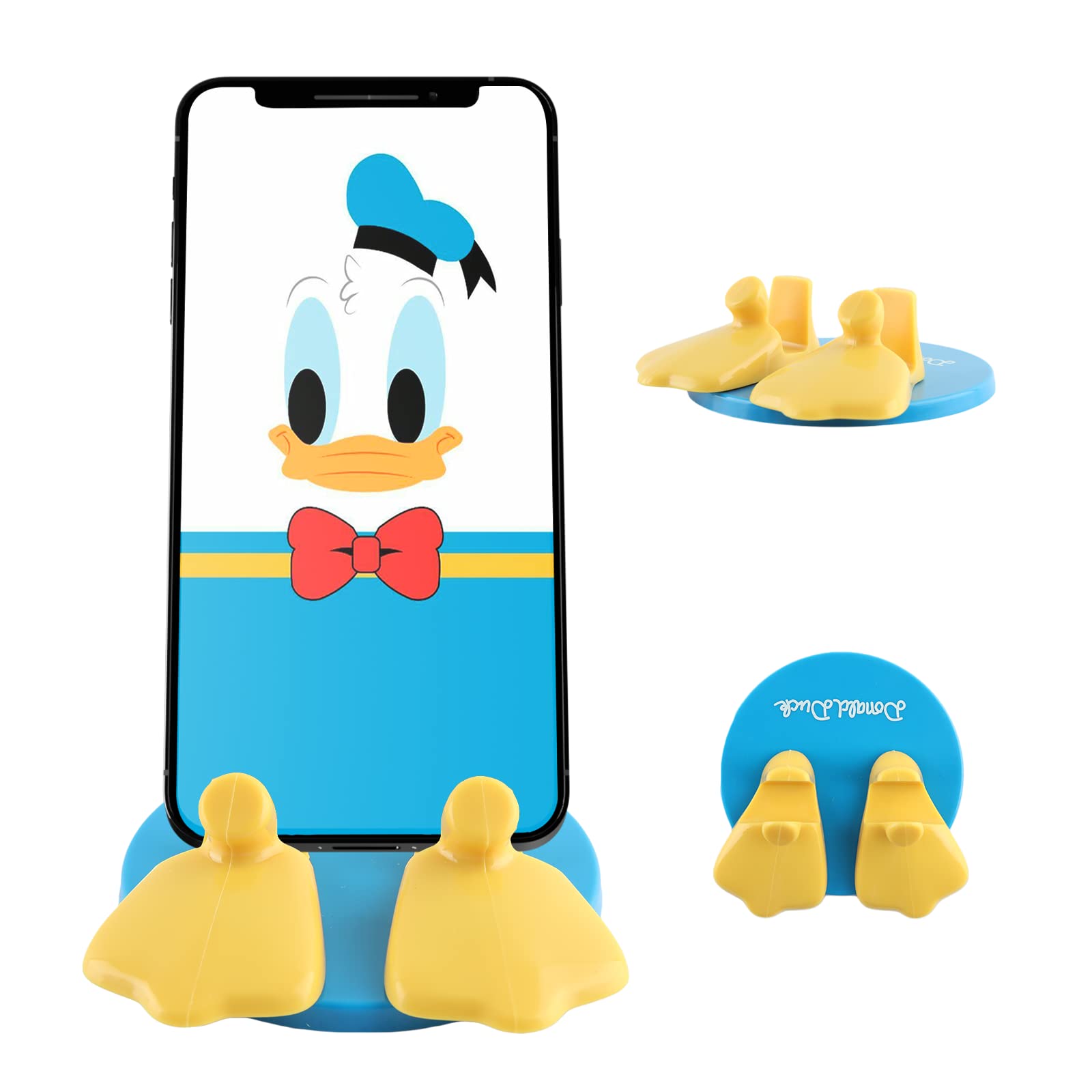Disney Mickey Mouse and Friends Feet Cell Phone Stand with Bonus Decal Sticker- Cell Phone Holder for Home/Office-Universal Desk Phone Stand Compatible with Android/iPhone and More (Donald)