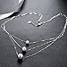BALANSOHO 925 Sterling Silver Freshwater Cultured White Pearl Dancing Chain Necklace 3 Layer, Women Jewelry Gifts 18''
