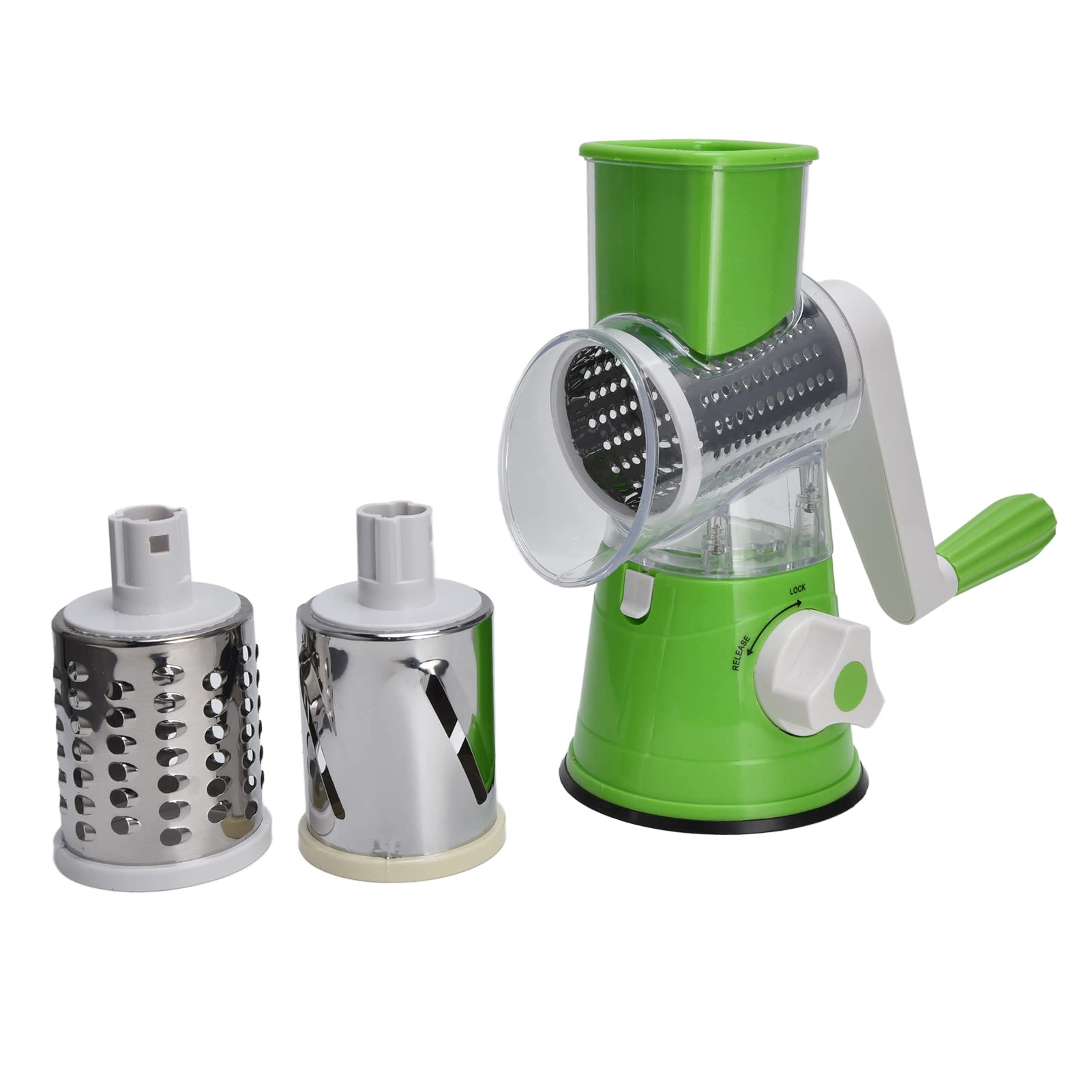 Manual Rotary Cheese Grater Manual Vegetable Slicer Walnuts Grinder Cheese Shredder Round Handheld Slicer with Strong Suction Base