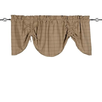 Home Collections by Raghu 72x36 Alexander Check Oat-Black Gathered Valance