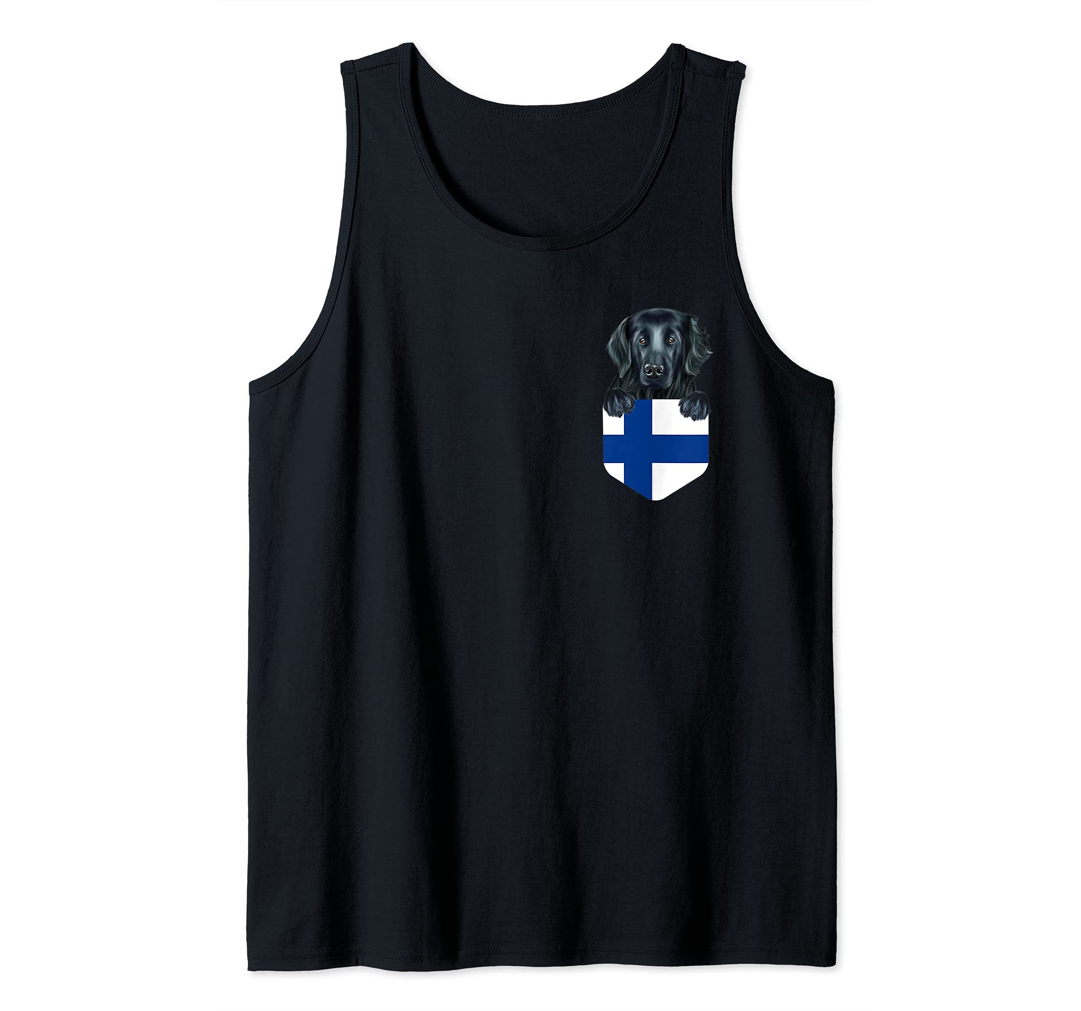 Finland Flag Flat-Coated Retriever Dog In Pocket Tank Top