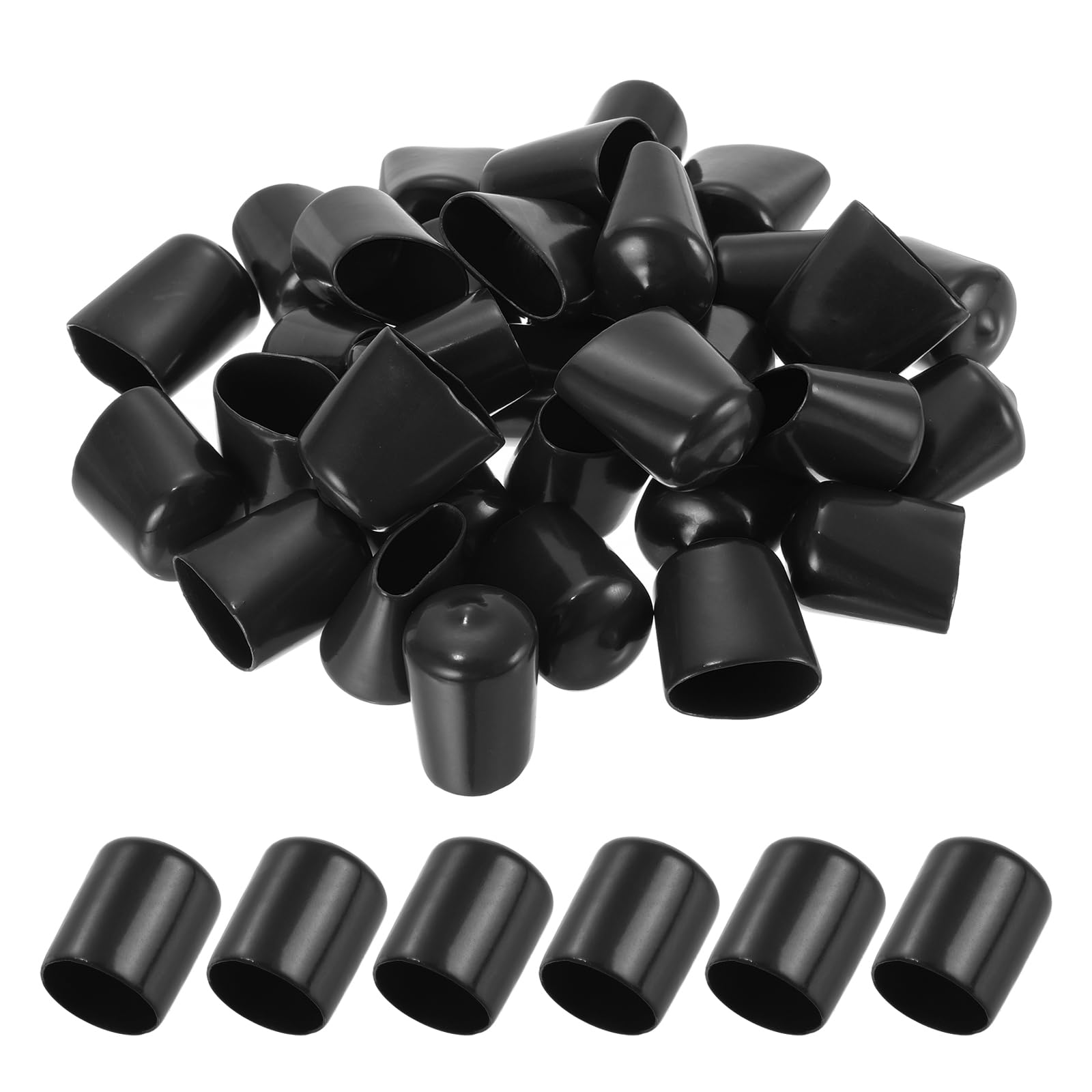 PATIKIL 20MM Vinyl Rubber End Caps, 20 Pack Flexible Bolt Screw Covers Caps Round Thread Protector Caps for Metal Tubing Rod Bolts, Black
