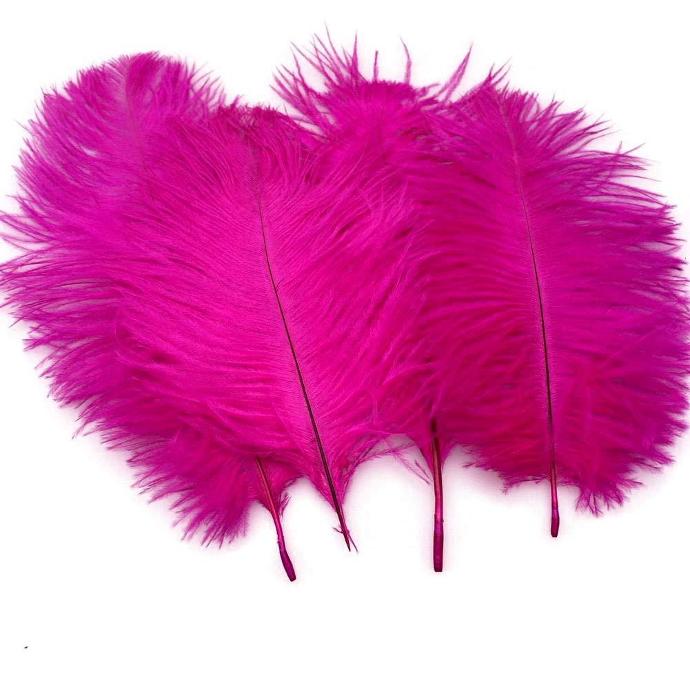 Sowder 20pcs Natural 10-12inch(25-30cm) Ostrich Feathers Plume for Wedding Centerpieces Home Decoration(Fuchsia) — image 1