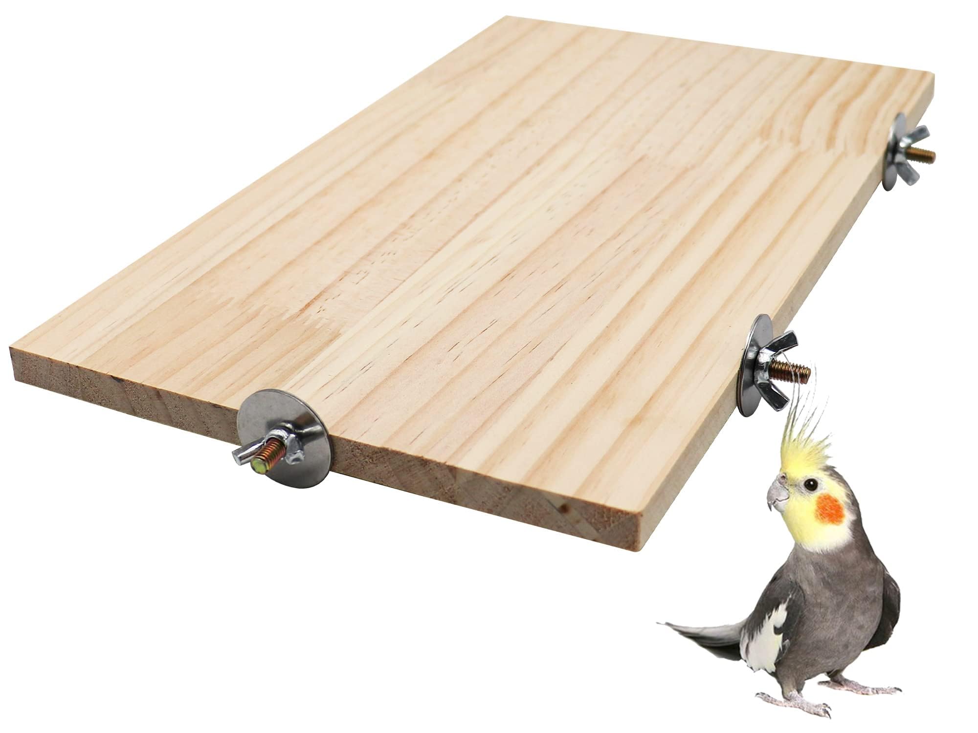 40 x 26 cm Large Bird Platform, Natural Wood Pet Climbing Platform, Small Animal Cage Accessories for Parrots Budgies Cockatiels Rats Hamsters Guinea Pigs