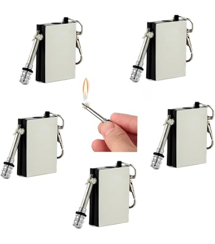 Lot De 5 Briquets Allumettes éternels – Étanche, Porte-clés, Pour Camping Et Survie (sans Carburant)