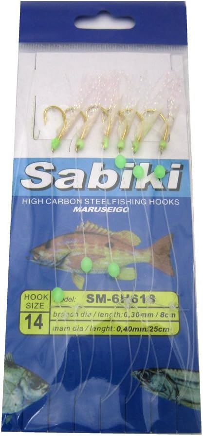 LOWIFAR 20 packs Luminous Sabiki Rigs Saltwater/Freshwater Fishing Fish Skin/feather Hooks