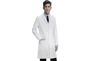 W. Brooke Men's Lab Coat - Slim Fit, Durable Fabric, Professional Medical White Coat, Smartphone & Tablet Pocket
