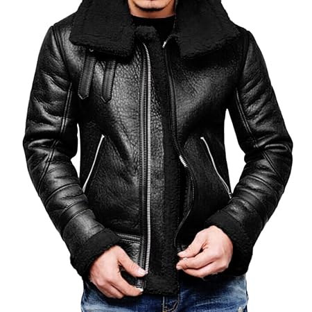 Herren Lederjacke,Plot Winter Warm Pelz Liner Revers Leder Mäntel Winterjacke Übergangsjacke Kunstlederjacke