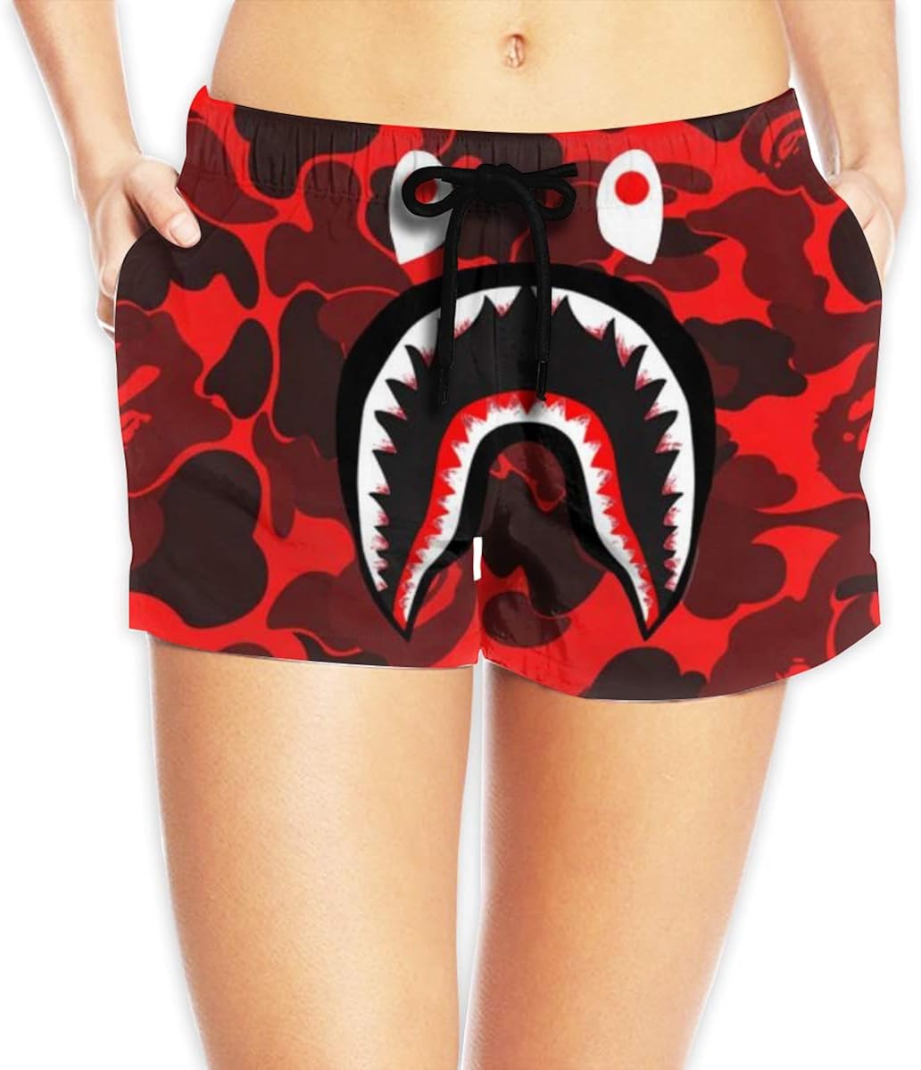 Women's Board Shorts Beach Quick Dry Metall -ICA Print High Waist Summer Casual Hot Pants with Pockets