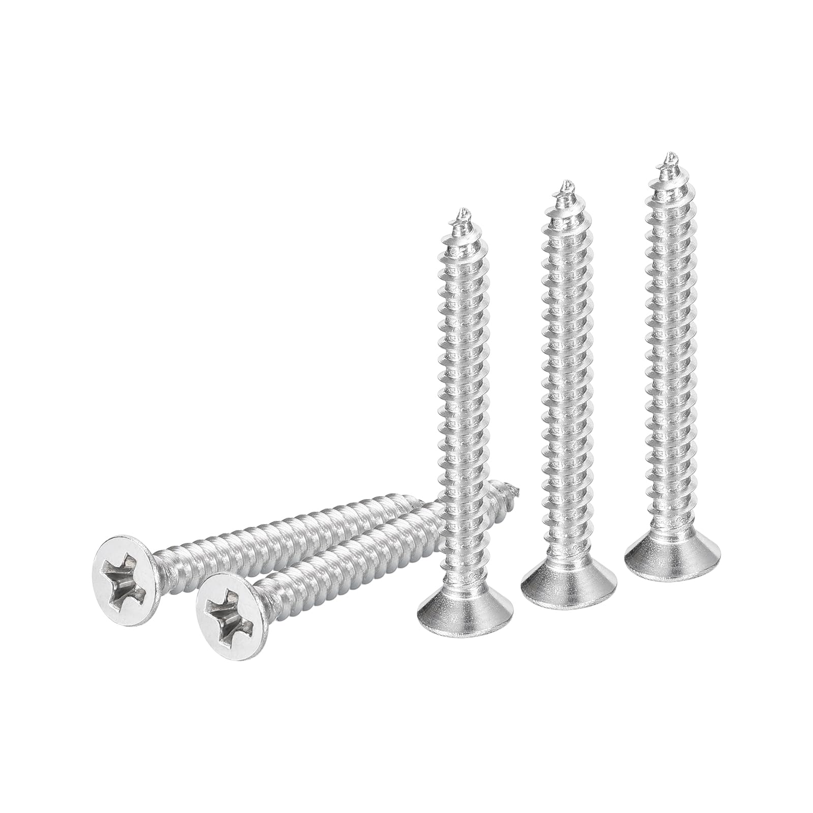 DTGN 50Pcs M3.5x32mm Flat Head Wood Screws, 304 Stainless Steel Phillips Self Tapping Screws - Good for Woodworking, Furniture - Silver — image 1