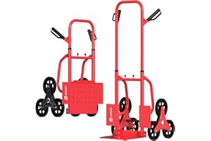 TEPROVO Stair Climbing Hand Truck 440lb，Heavy Duty Dolly Cart for Stairs，Thickened Upgraded Steel Tube Folding Stair Climbing Trolley with Six Wheels and Telescoping Handle