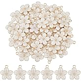 DICOSMETIC Cherry Blossom Flower Charms White Pink Small Enamel Flower Charms Cute White Flowers Charm for Jewelry Making Bracelet Necklace Earrings Keychain DIY Accessories