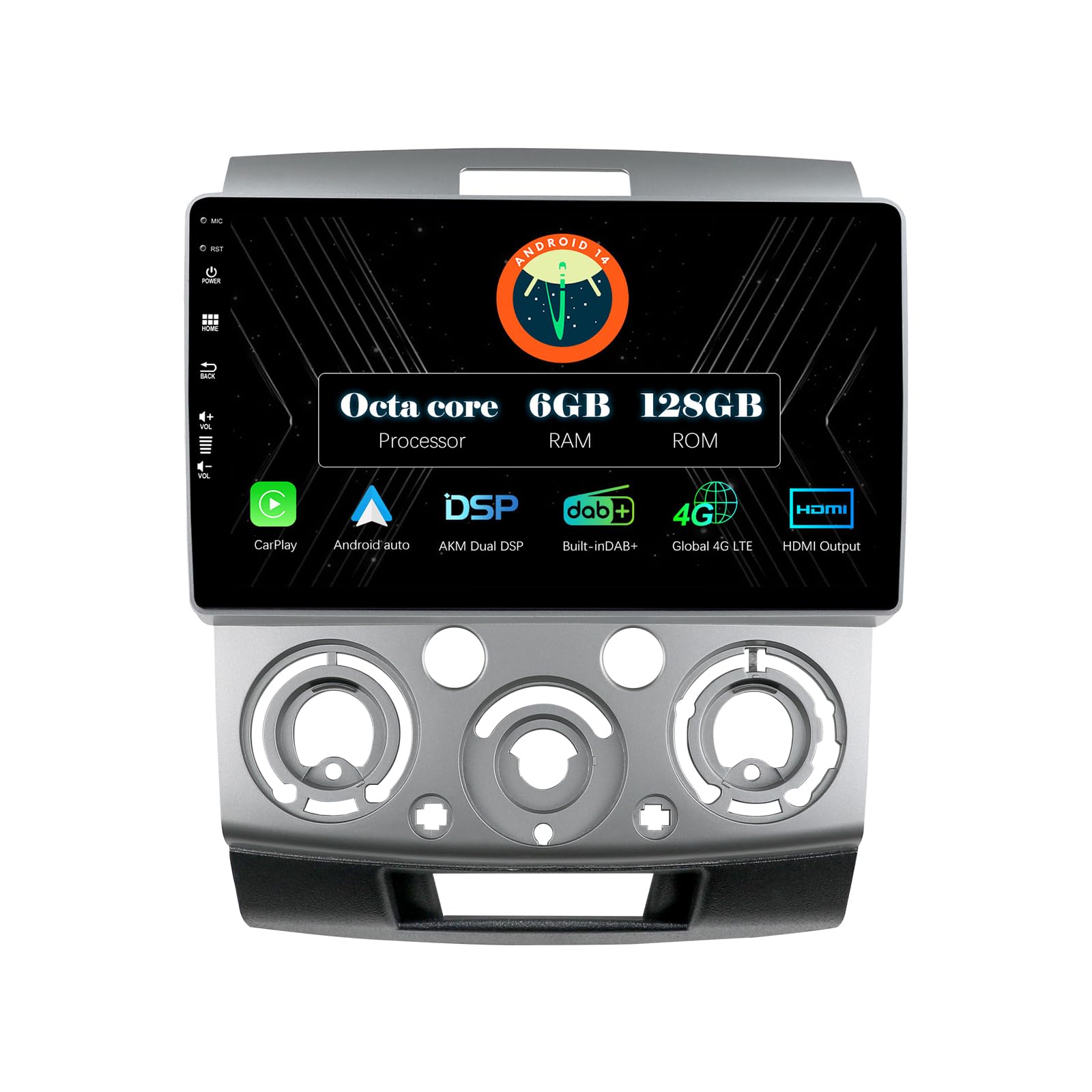 MISONDA 6G+128G- 4G/DAB+ Android 14 Double Din Car Stereo For Ford Ranger PJ PK/Mazda BT-50 2006-2011 - Wireless CarPlay/Android Auto/DSP - Camera & MIC - SWC BT DAB RDS FM