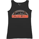 Cleveland Skyline Football Women's Tank Top Bleed Orange and Brown Dawg Pound Fantasy League Tailgating Game Day
