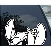 Pervertees Lilo - Stitch - Waiving - Auto Window Sticker Decal for Car Truck SUV Motorcycle (5.5", White)