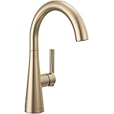 Delta Modern Brushed Gold Single Hole Bar Sink Faucet, Single Handle Prep Sink Faucet, Champagne Bronze 14882LF-CZ