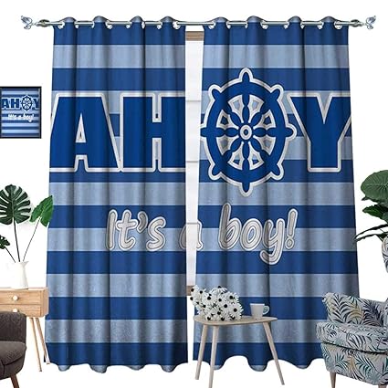 Amazon Com Ahoy Its A Boy Room Darkening Wide Curtains Baby