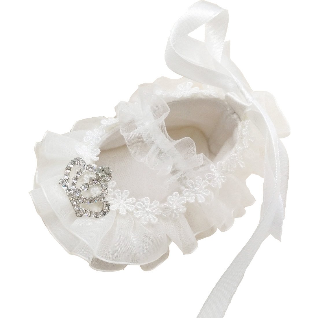 Bow Dream Baby Girl Baptism Shoes White Satin Headband Free 3-6 Months