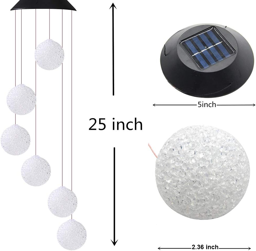 Eleven Direction Solar String Light Wind Chimes, Gifts for Mom, Auto Charge Color Changing Crystal Ball Solar Lights, Outdoor Decorations for Garden Lawn Patio Yard Porch Window : Garden & Outdoor
