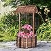 Giantex Rustic Wooden Wishing Well Planter with Hanging Bucket and Roof, Flower Plants Planter Wishing Wells for Outdoors Backyard Patio Garden Lawn Outside Decor