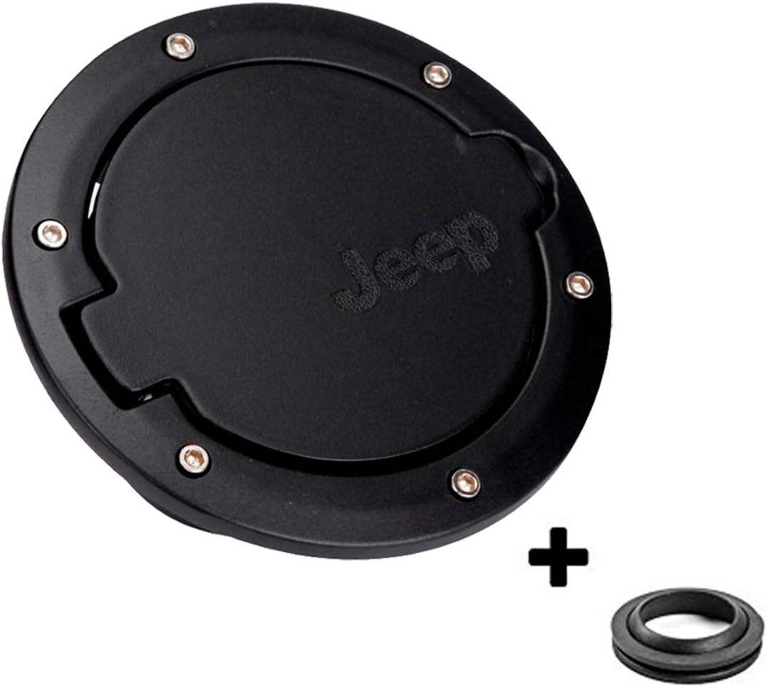 Gas Cap Cover for Jeep Wrangler 2007-2017 (BLACK WITH LOGO)