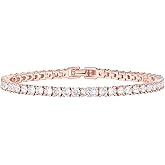 PAVOI 14K Gold Plated 3mm Cubic Zirconia Classic Tennis Bracelet | Gold Bracelets for Women | Size 6.5-7.5 Inch