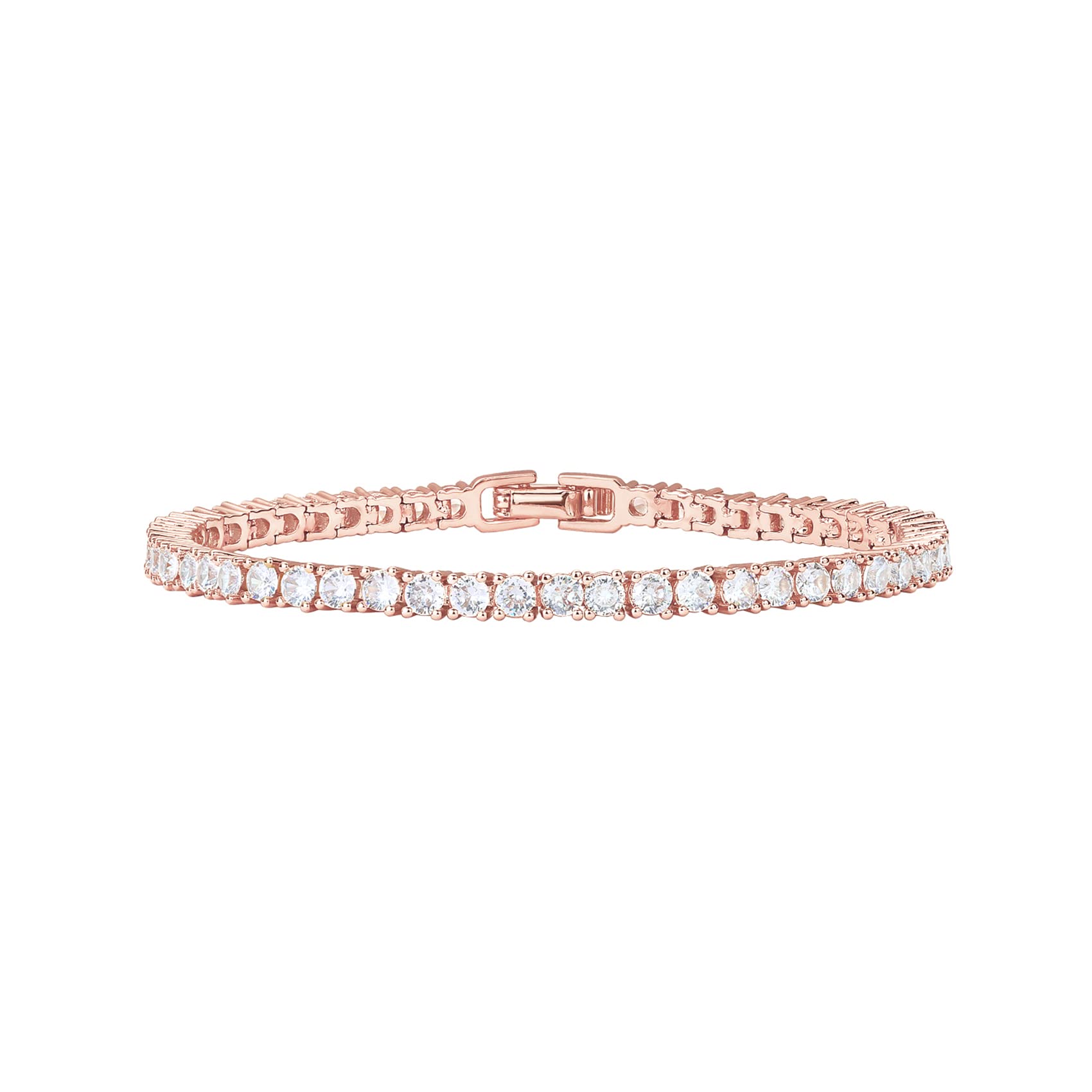 PAVOI 14K Rose Gold Plated Cubic Zirconia Classic Tennis Bracelet | Rose Gold Bracelets for Women | 7.5 Inches