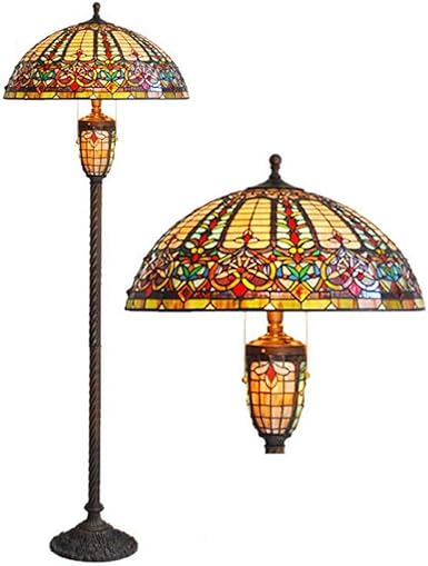 Tiffany Style Stehlampe, 22-Zoll-Barocke handgefertigte Stained Glass