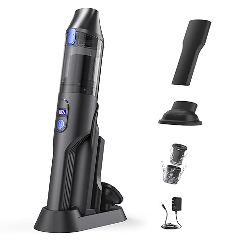 Handheld Vacuum Cleaner, Cordless Hand Held Vacuum,Lightweight Car Vacuum Cleaner with Digital Display, 20kPa Strong Suction & 35 Mins Run-Time,Crevice Tool & Brush Tool