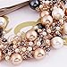 Elegant Gold Tone Faux Pearl Crystal Cluster Collar Chunky Bib Necklace