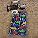 YIFONTIN Beach Towel for Kids, Dinosaur Velour Terry Towel, Cotton Blanket Throw, 30X60 inches for Travel Swimming Bath Camping and Picnic, Navy.