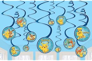 amscan Pokemon Hanging Swirl Decorations, Multicolor, 12 Count
