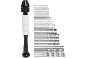 Saipor Pin Vise Hand Drill with 48Pcs Micro Twist Drill Bits Set (0.5-3.0mm) HSS Mini Rotary Tool for Resin Casting Molds Pla