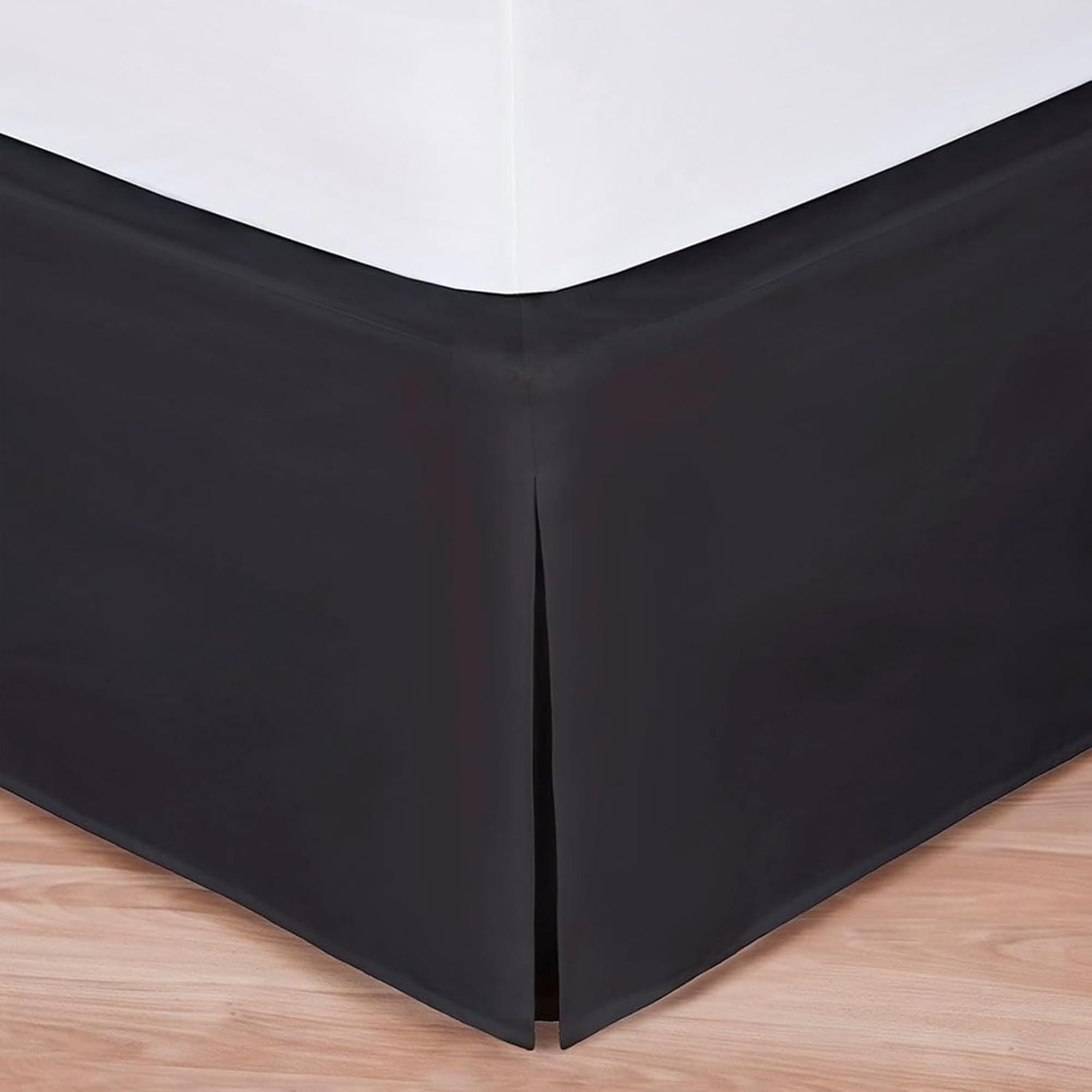 Bed Maker’s Never Lift Your Mattress Wrap Around Bed Skirt, Classic Style, Low Maintenance Wrinkle Resistant Fabric, Traditional 14 Inch Drop Length, Queen, Black
