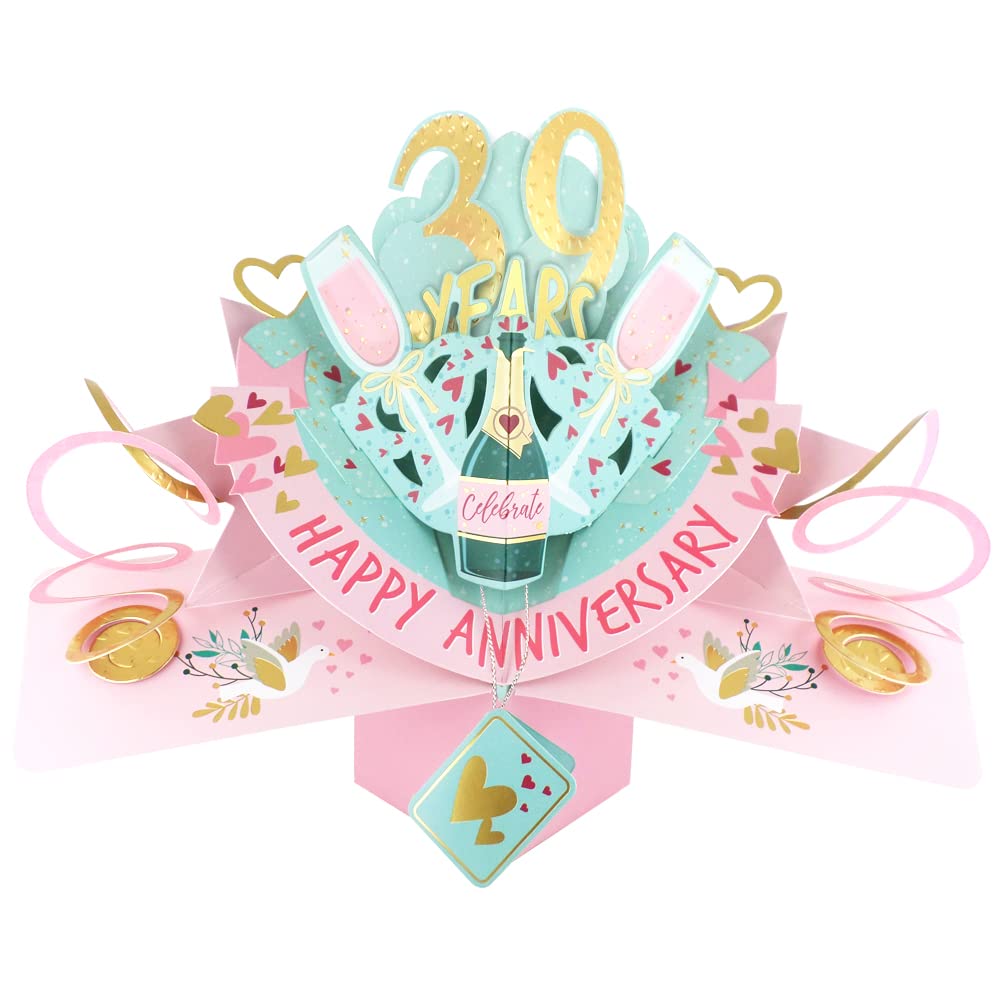 39 Years Happy 39th Anniversary Pop-Up Greeting Card Love Kate's 3D Pop Up Cards POP216MC39