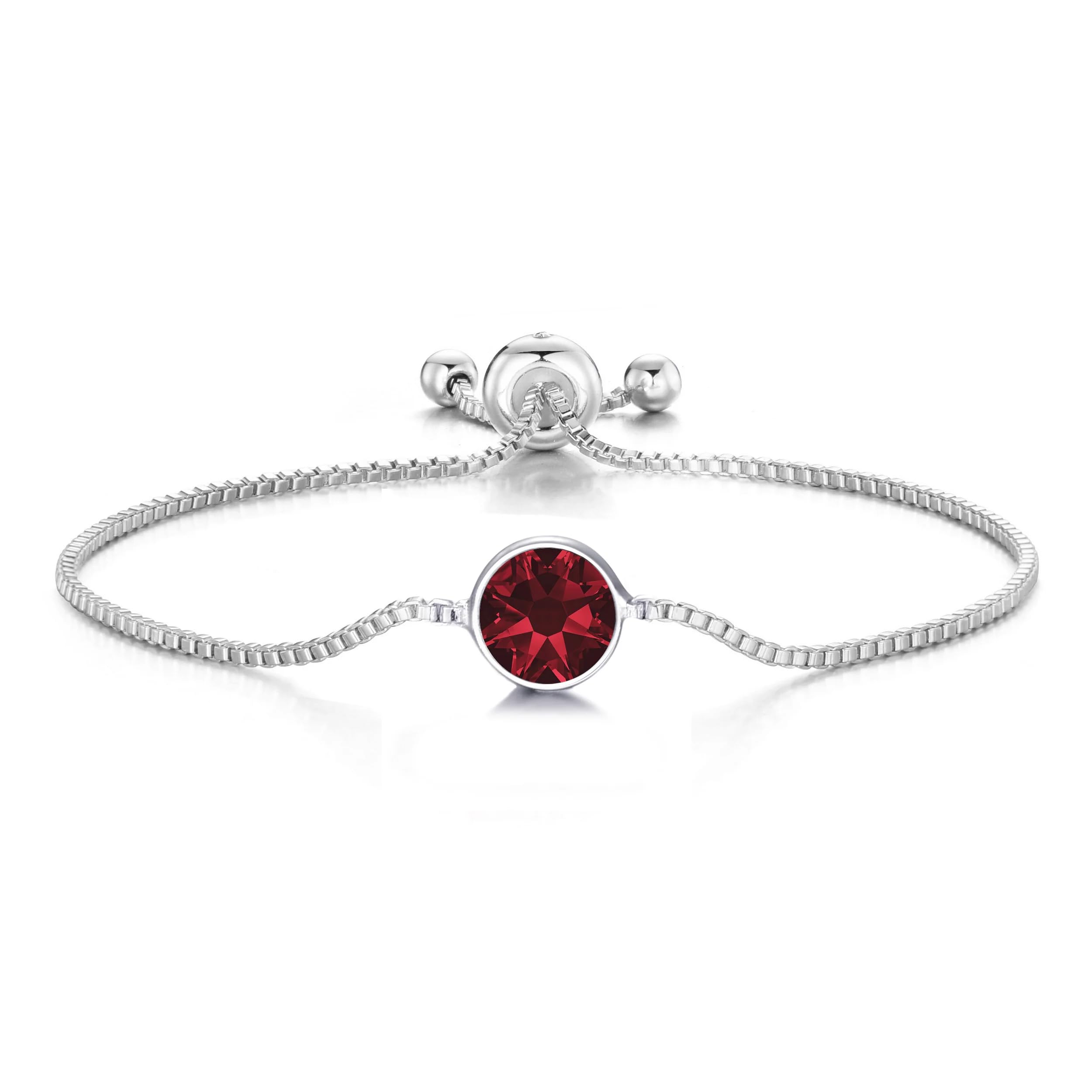 Philip Jones Dark Red Crystal Bracelet Created with Zircondia® Crystals